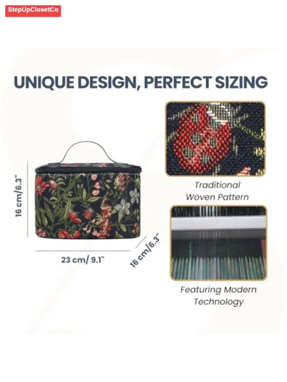 Woven Tapestry Toiletry Bag Makeup Organizer Cosmetic Case with Zipper